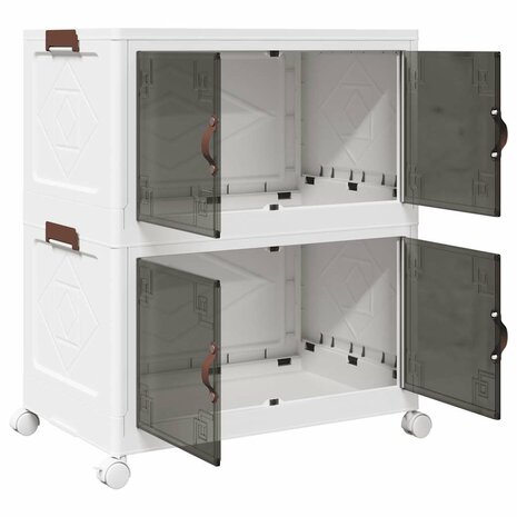 Opbergbox stapelbaar met wielen 2-laags 75 L 64x40x76 cm