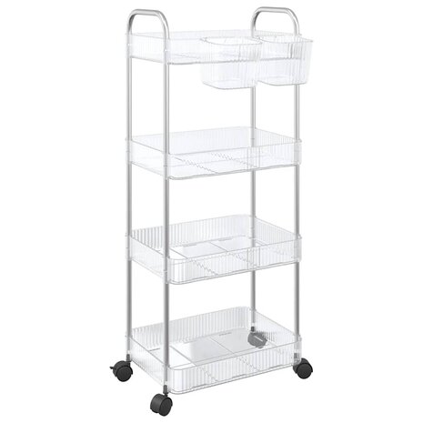 Opbergtrolley 4-laags 37x28x95 cm acryl transparant