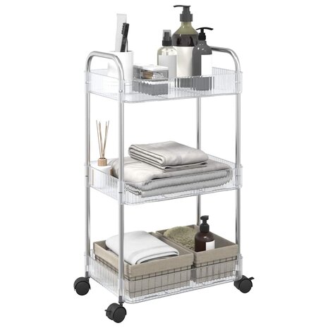 Opbergtrolley 3-laags 37x28x68 cm acryl transparant