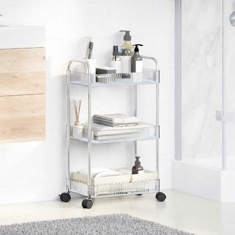 Opbergtrolley 3-laags 37x28x68 cm acryl transparant