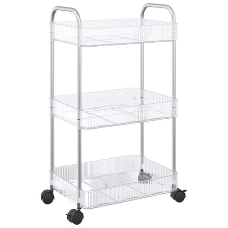 Opbergtrolley 3-laags 37x28x68 cm acryl transparant