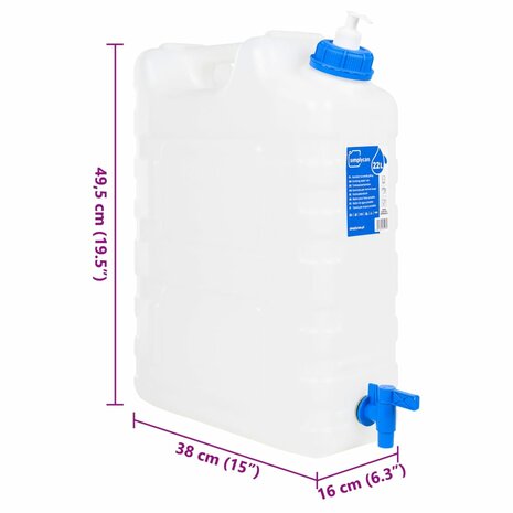 Watertank met kraan en zeepdispenser 20 L kunststof