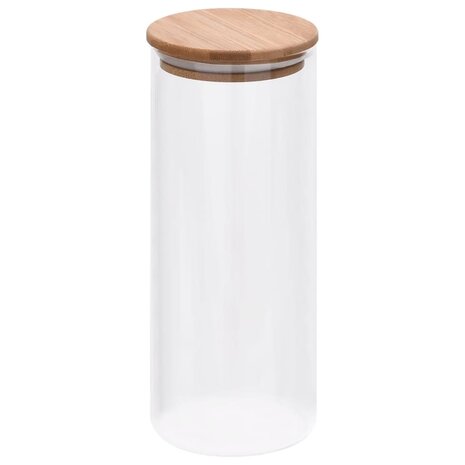 Opbergpotten met bamboe deksel 6 st 1000 ml glas