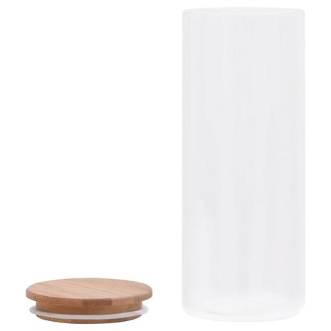 Opbergpotten met bamboe deksel 6 st 1000 ml glas