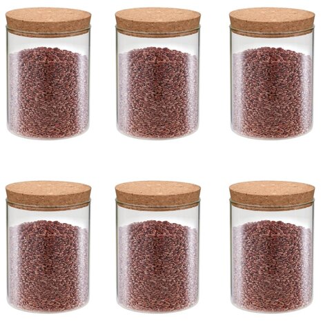 Opbergpotten met kurken deksel 6 st 650 ml glas