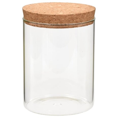 Opbergpotten met kurken deksel 6 st 650 ml glas