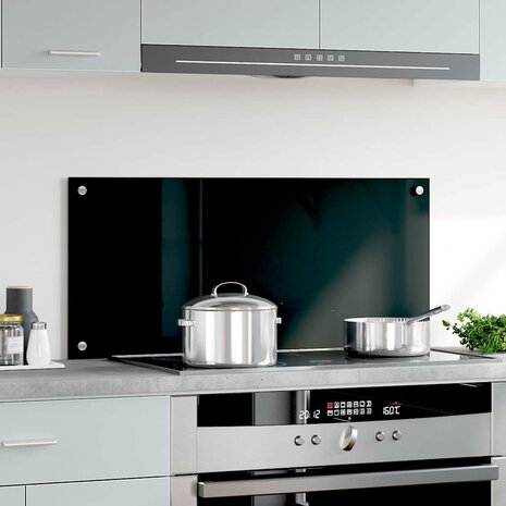 Spatscherm keuken 90x40 cm gehard glas zwart