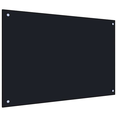 Spatscherm keuken 90x50 cm gehard glas zwart