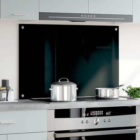 Spatscherm keuken 90x60 cm gehard glas zwart