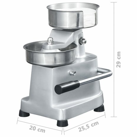 Hamburgerpersmachine met 500 scheidingsbladen 10 cm aluminium
