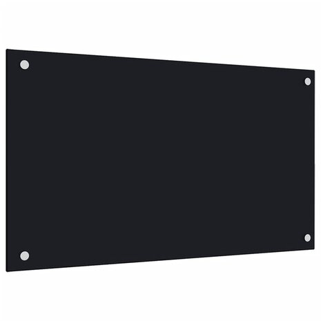 Spatschermen keuken 2 st 70x60 cm gehard glas zwart