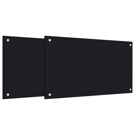 Spatschermen keuken 2 st 70x50 cm gehard glas zwart