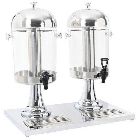 Dubbele sapdispenser roestvrij staal 2x8 L