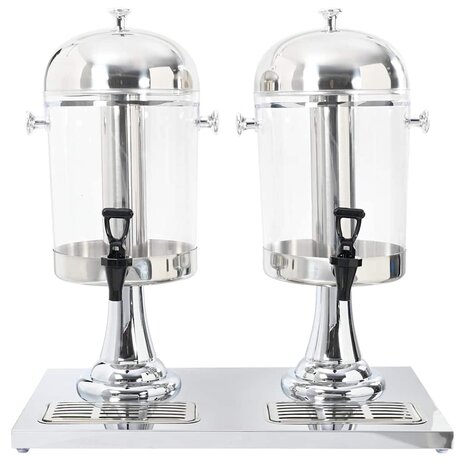 Dubbele sapdispenser roestvrij staal 2x8 L