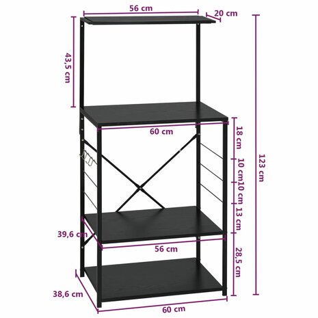 Magnetronkast 60x39,6x123 cm bewerkt hout zwart
