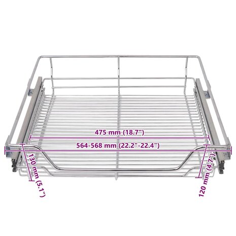 Draadmanden uittrekbaar 2 st 600 mm zilverkleurig