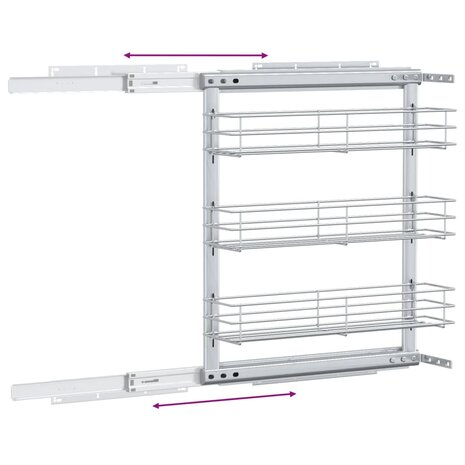 Draadmand uittrekbaar 3-laags 47x15,5x55,5 cm zilverkleurig