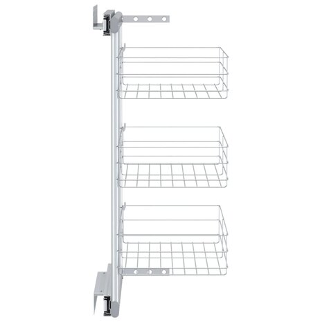 Draadmand keuken uittrekbaar 3-laags 47x25x56 cm zilverkleurig