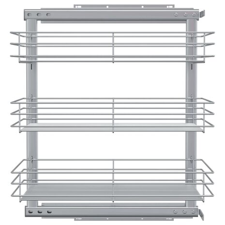 Draadmand keuken uittrekbaar 3-laags 47x35x56 cm zilverkleurig