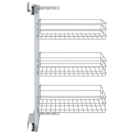 Draadmand keuken uittrekbaar 3-laags 47x35x56 cm zilverkleurig