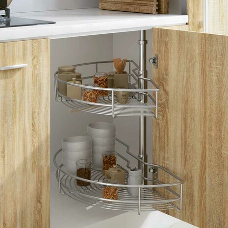 Draadmand keuken 2-laags 180 graden 75x38x80 cm zilverkleurig