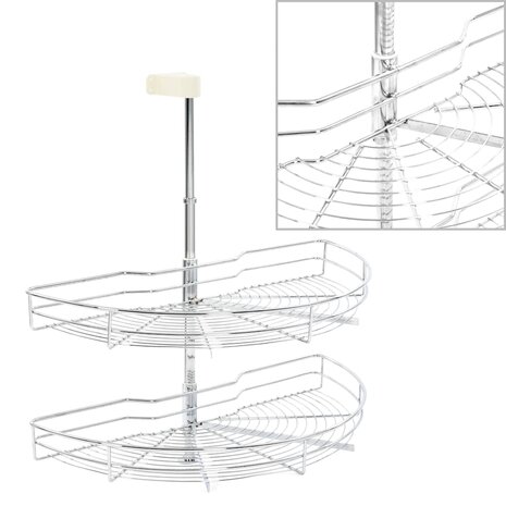 Draadmand keuken 2-laags 180 graden 75x38x80 cm zilverkleurig