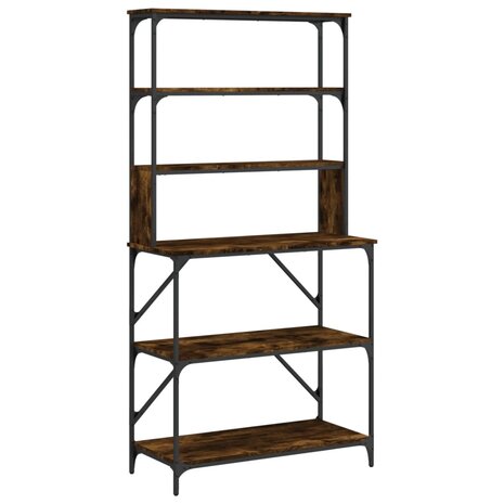 Bakkersrek 6-laags 90x40x180 cm bewerkt hout gerookt eikenkleur