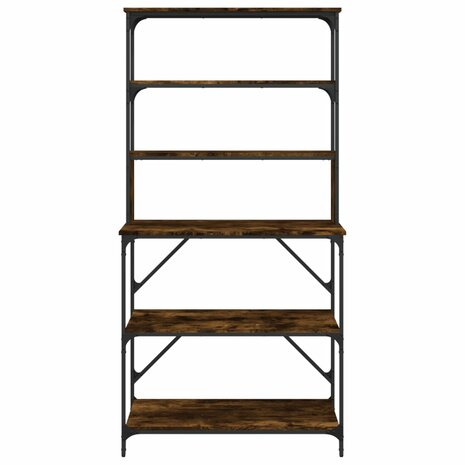 Bakkersrek 6-laags 90x40x180 cm bewerkt hout gerookt eikenkleur