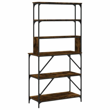 Bakkersrek 6-laags 90x40x180 cm bewerkt hout gerookt eikenkleur