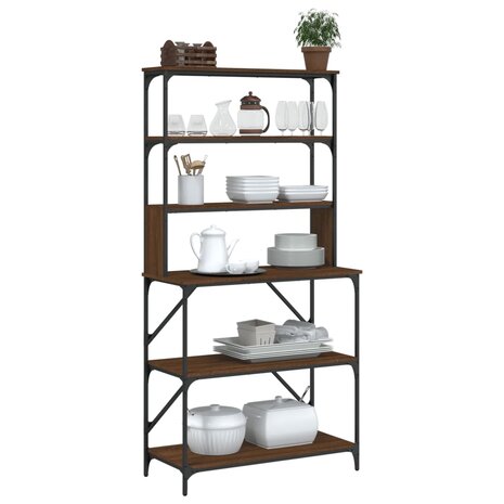 Bakkersrek 6-laags 90x40x180 cm bewerkt hout bruin eikenkleur