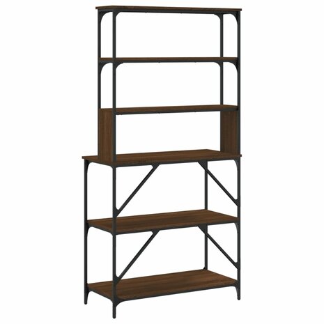 Bakkersrek 6-laags 90x40x180 cm bewerkt hout bruin eikenkleur