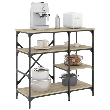 Bakkersrek 90x40x84 cm bewerkt hout en metaal sonoma eiken