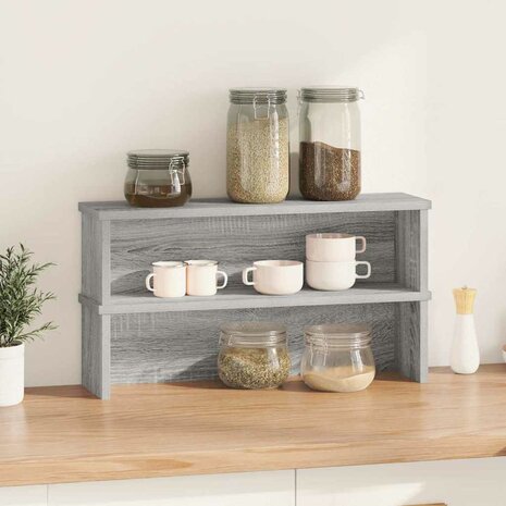 Keukenrekken stapelbaar 2 st 60x15x16 cm grijs sonoma eiken