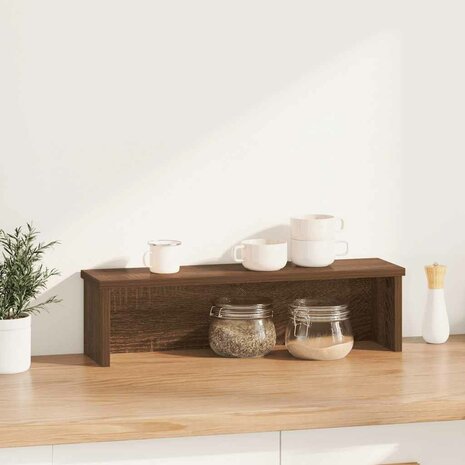 Keukenrek stapelbaar 60x15x16 cm bewerkt hout bruin eikenkleur