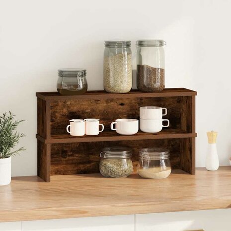 Keukenrekken stapelbaar 2 st 60x15x16 cm gerookt eikenkleurig