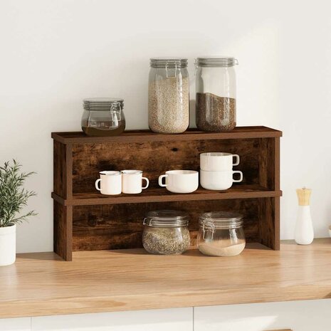 Keukenrekken stapelbaar 2 st 50x15x16 cm gerookt eikenkleurig