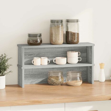 Keukenrekken stapelbaar 2 st 50x15x16 cm grijs sonoma eiken