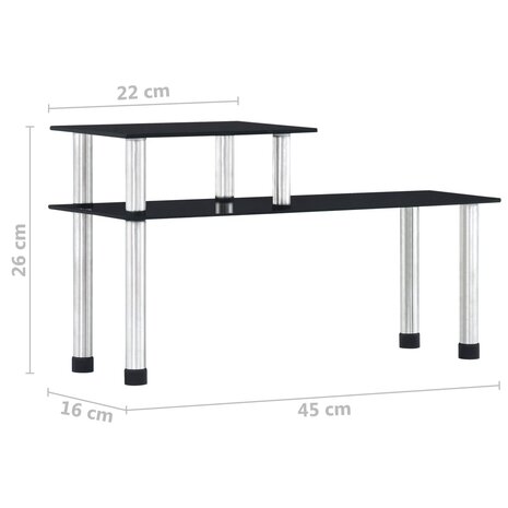 Keukenschap 45x16x26 cm gehard glas zwart