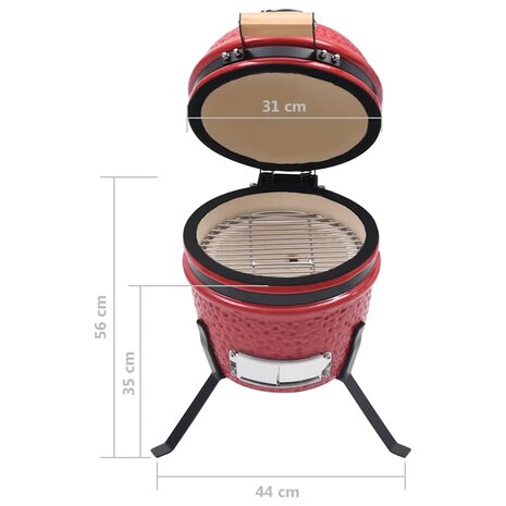 Kamado barbecue 2-in-1 56 cm keramiek rood
