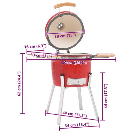 Kamado barbecue 81 cm keramiek