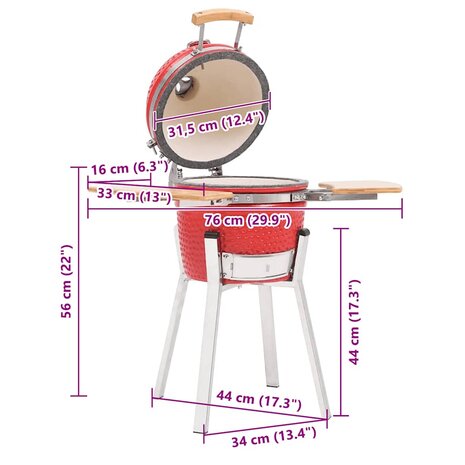 Kamado barbecue 76 cm keramiek