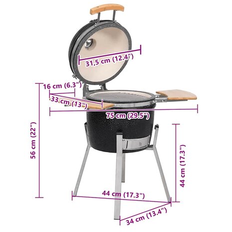 Kamado barbecue 76 cm keramiek