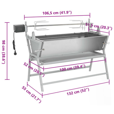 Draaispit barbecue ijzer en roestvrij staal