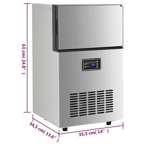 IJsblokjesmachine 45 kg / 24 u zilverkleurig