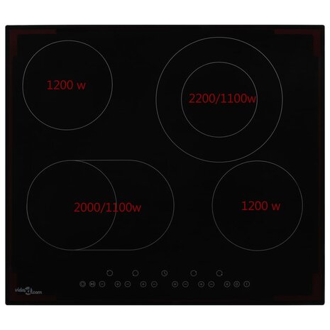 Keramische kookplaat met 4 kookzones aanraakbediening 6600 W