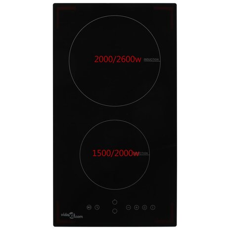 Inductiekookplaat met 2 kookzones aanraakbediening 3500 W glas