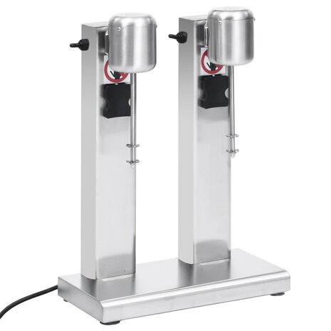 Milkshake mixer met dubbele bekers roestvrij staal 2 L