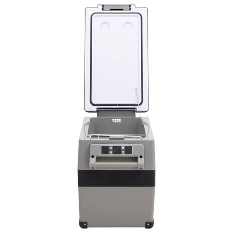 Koelbox met handvat en adapter 55 L PP & PE zwart en grijs