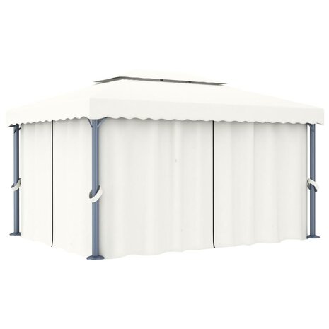 Prieel met gordijn 4x3 m aluminium crèmewit