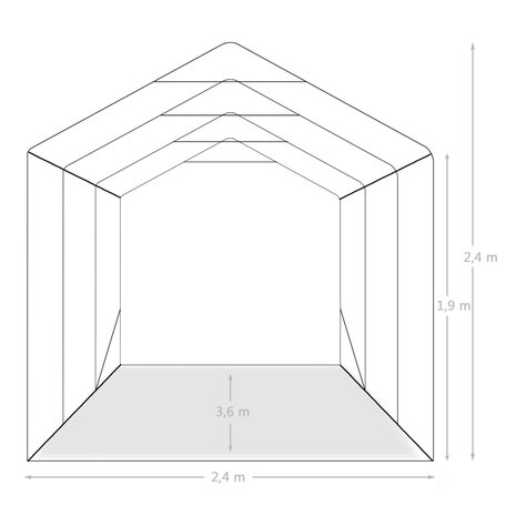 Garagetent 2,4x3,6 m PVC groen